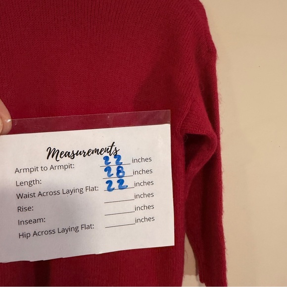 Cozy Soft Red Fuzzy Knit Mock Neck Sweater - Picture 6 of 6